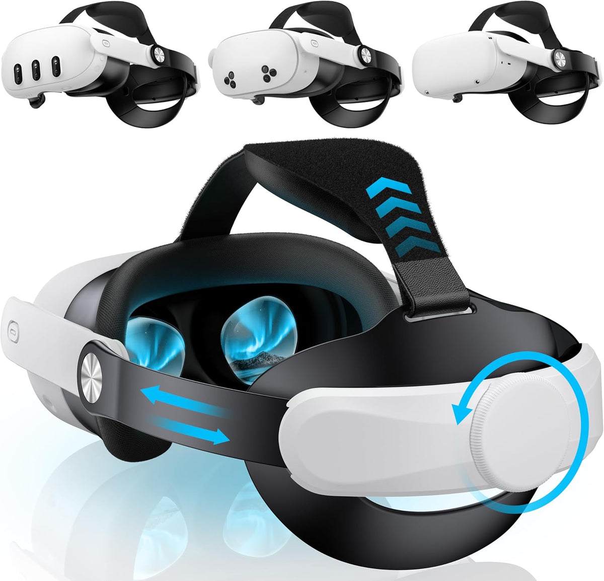 Kawaye comfort head strap front view showing white ergonomic halo design