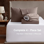 Nestl chocolate brown fitted sheet deep pocket angle view