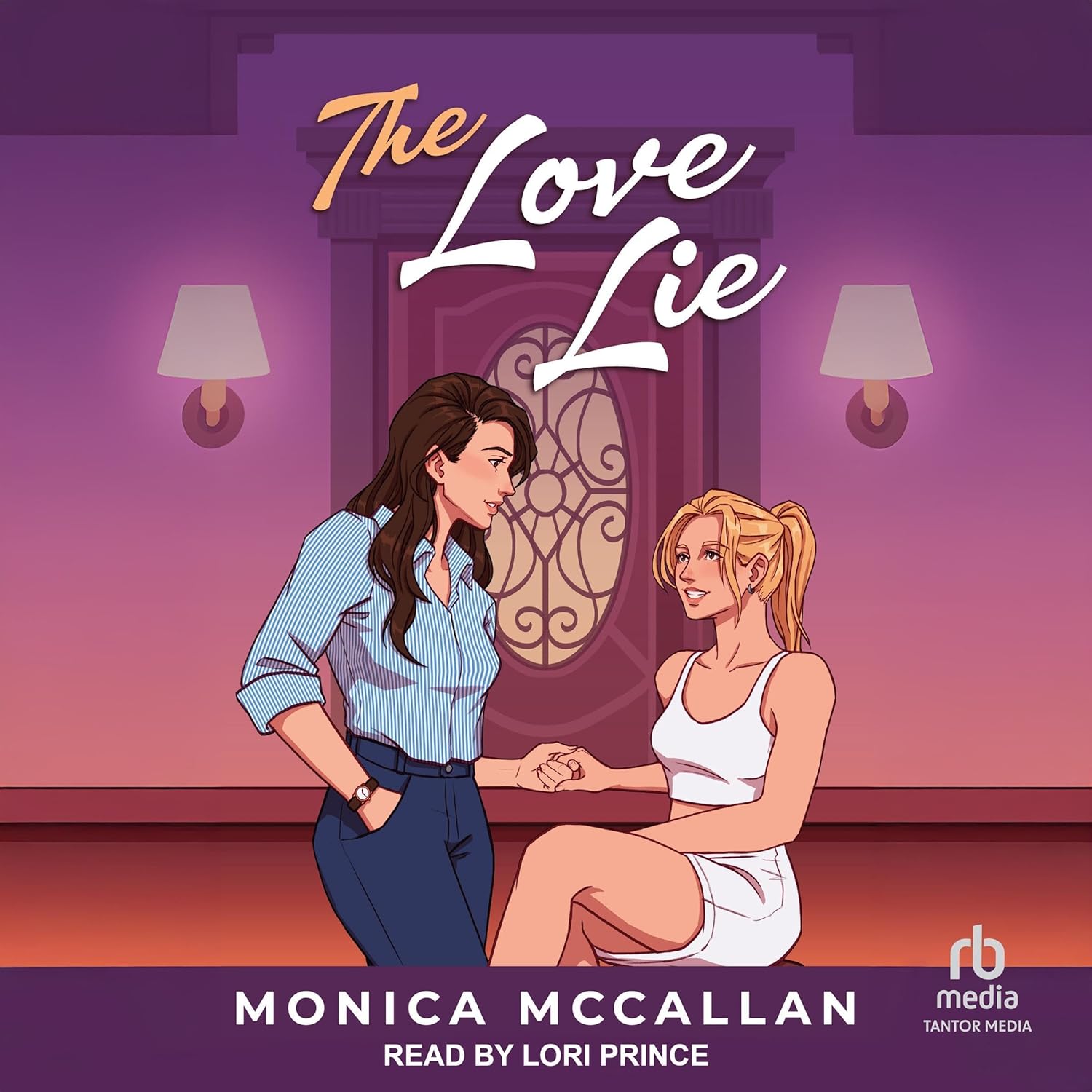 Tantor Media The Love Lie audiobook front cover showing contemporary sapphic romance novel artwork.