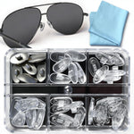 PFDHQS push in eyeglass nose pads replacement kit front view with transparent storage case