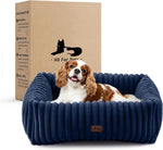 Washable Dog Bed for Small Medium Dogs - Rectangle Orthopedic Corduroy Fleece Pet Bed with Removable Cover and Nonskid Bottom, Calming Puppy Bed Soft Pet Sofa, Cream(25x21x7inchs) - Image 14