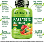 Naturelo Bariatric Multivitamin supplement facts and ingredient breakdown panel