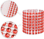 Pack of 120 red rhinestone napkin rings displayed for event planning