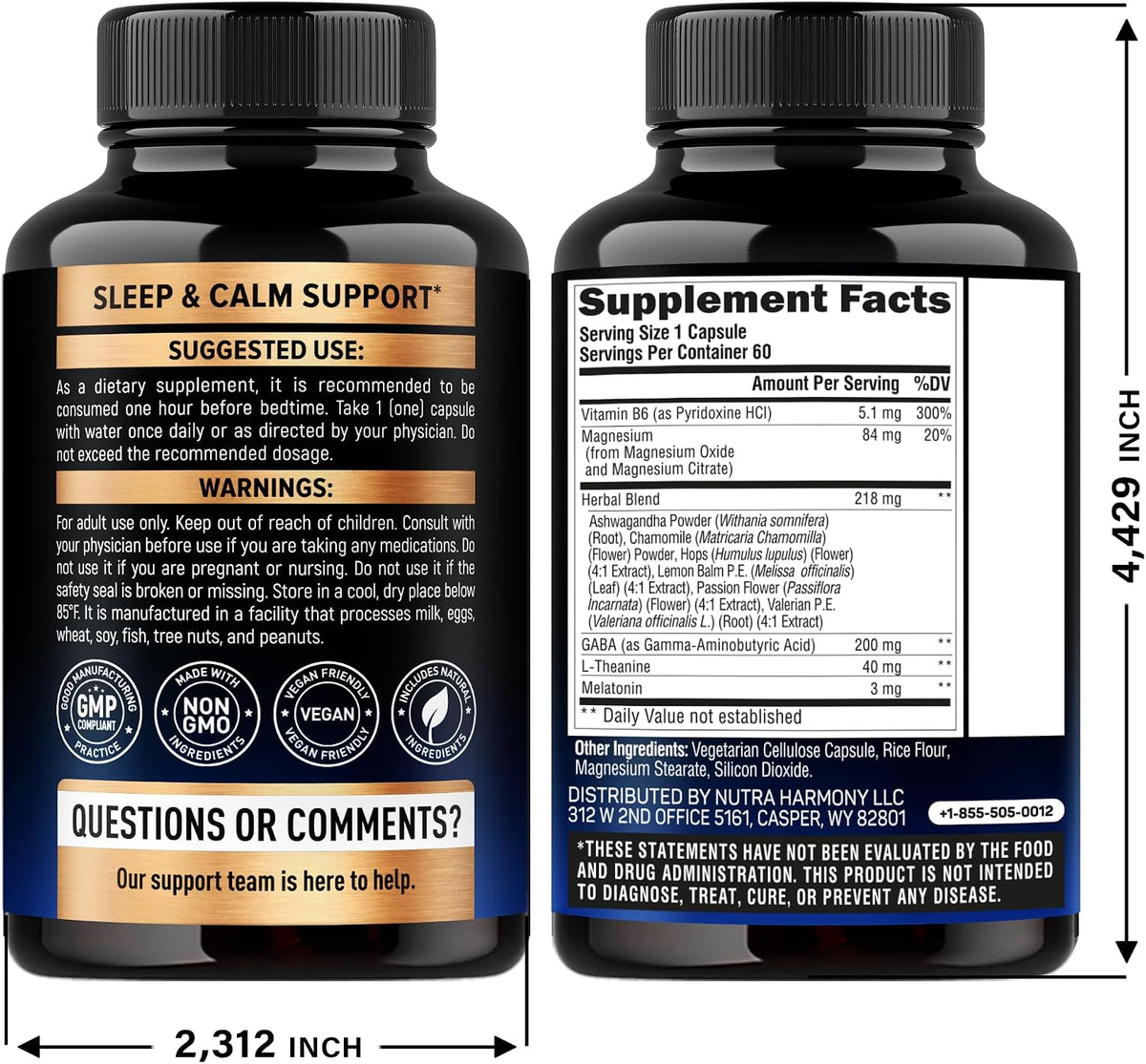 NutraHarmony supplement bottle back label ingredients list