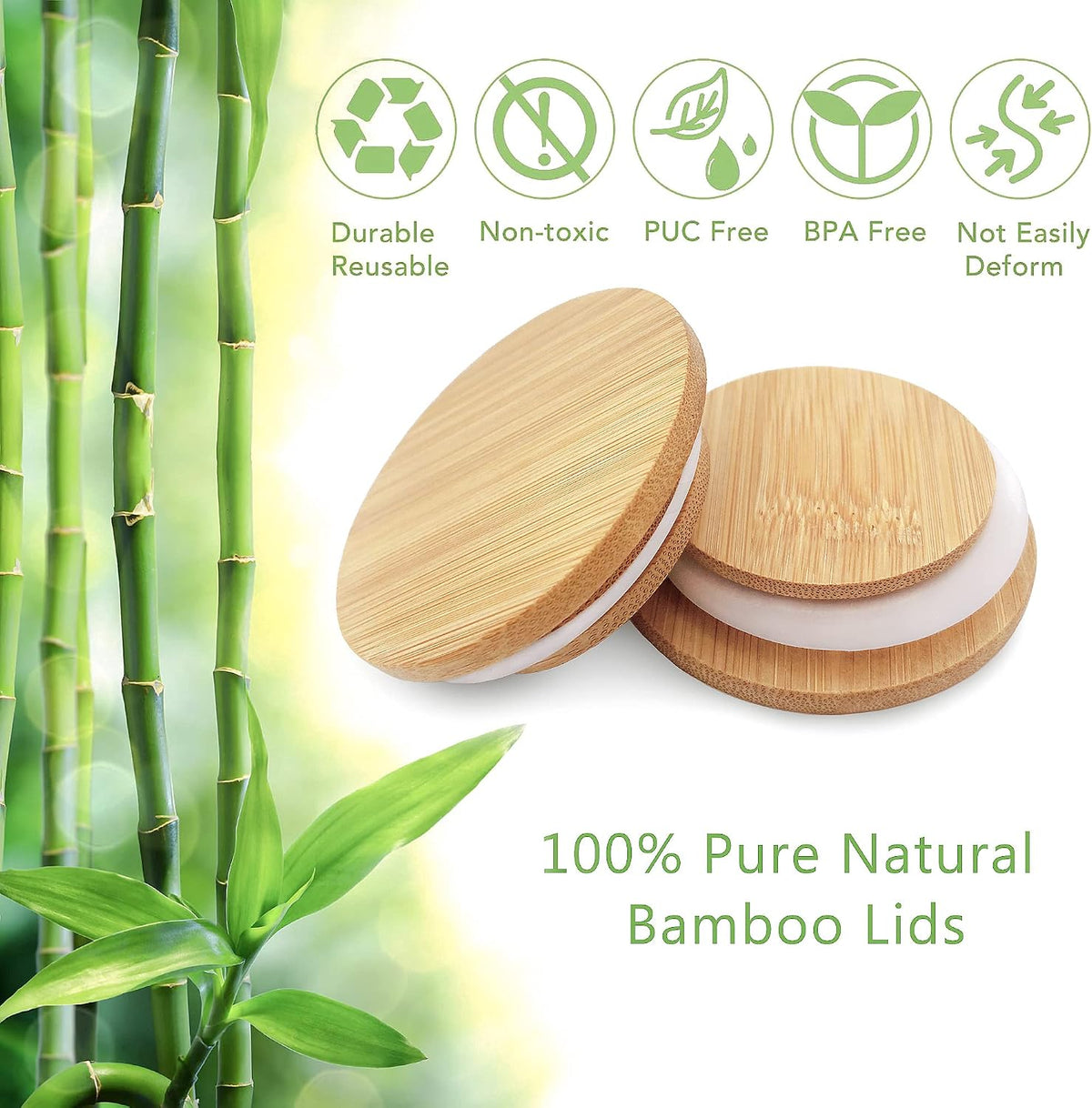 Kikiniko bamboo lids fitted on 5-ounce glass jars