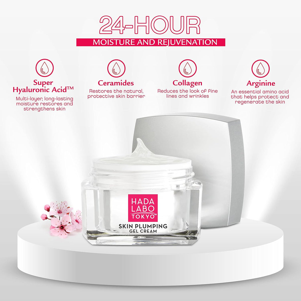 Hada Labo Tokyo 50 gram jar packaging angle view