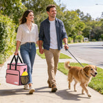 LASUK pet travel bag side view showing poop bag dispenser