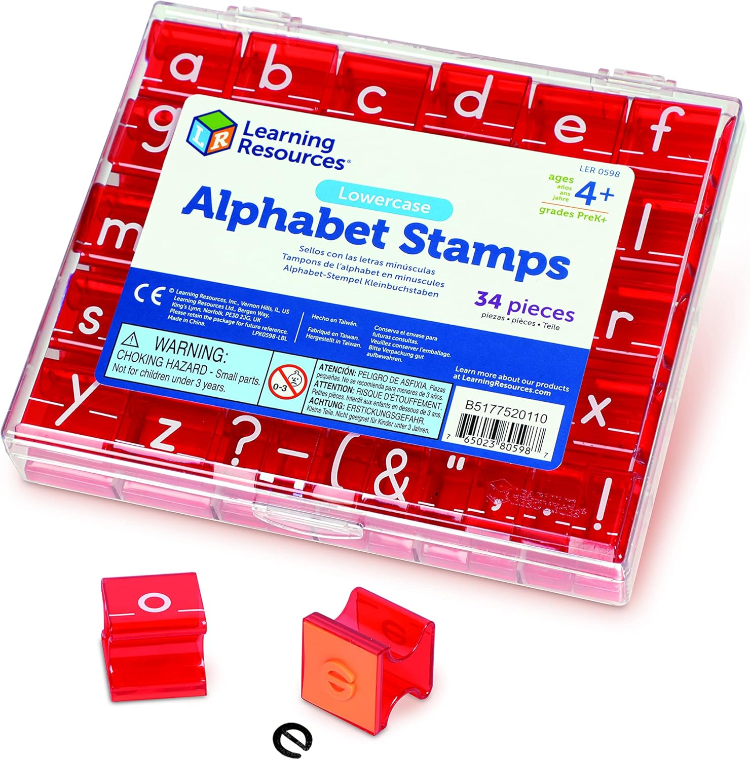 Learning Resources Lowercase Alphabet Stamps 34 piece set front view