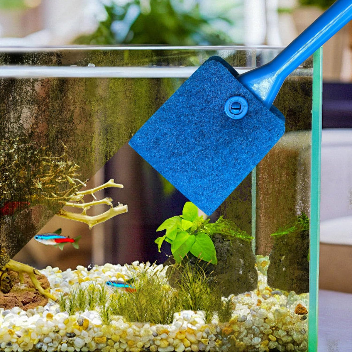 Promising Aquarium Cleaning Brush,Fish Tank Scrubber with Non-Slip Handle - Aquarium Brush Double Sided Sponge Brush - Algae Cleaner Tools with 3 Cleaning Replacement Pads for Aquariums & Home - Image 9