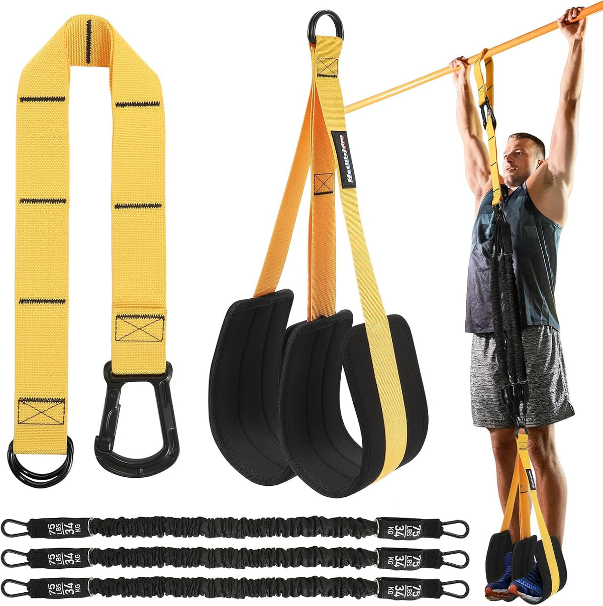 Hetilicjdm adjustable pull up assistance bands set front view