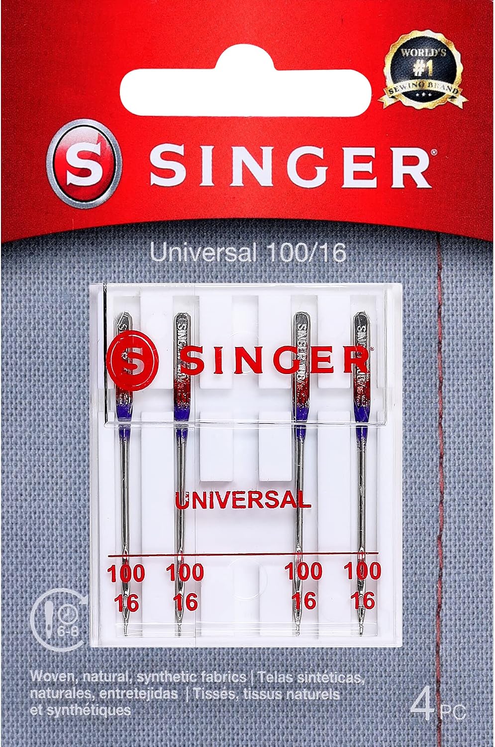 SINGER Regular Point Sewing Machine Needle, Size 80/12, 90/14, 100/16, 10-Count - Image 2