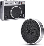 JJC Retro Leather Lens Cap front view premium camera accessory for Instax Mini EVO