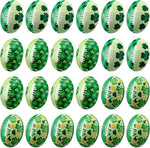 VioraWhite Saint Patricks Day football stress ball front view showing green shamrock design