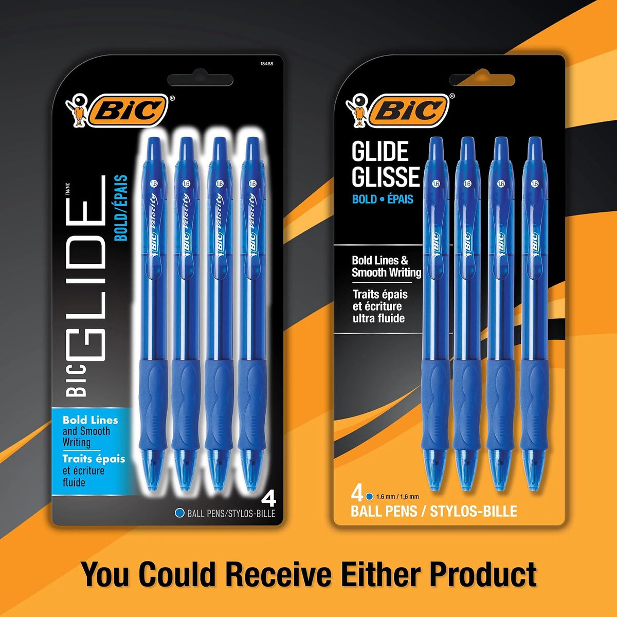 BIC Glide Bold Blue Ballpoint Pens, Bold Point, 1.6mm, 4-Count Pack - Image 4