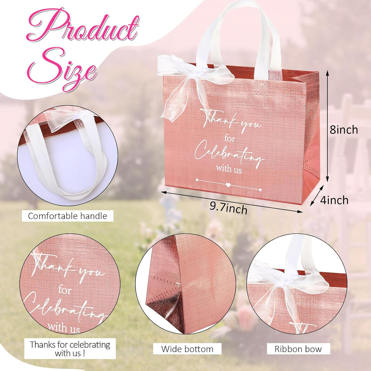 Chengu reusable wedding thank you tote bag display