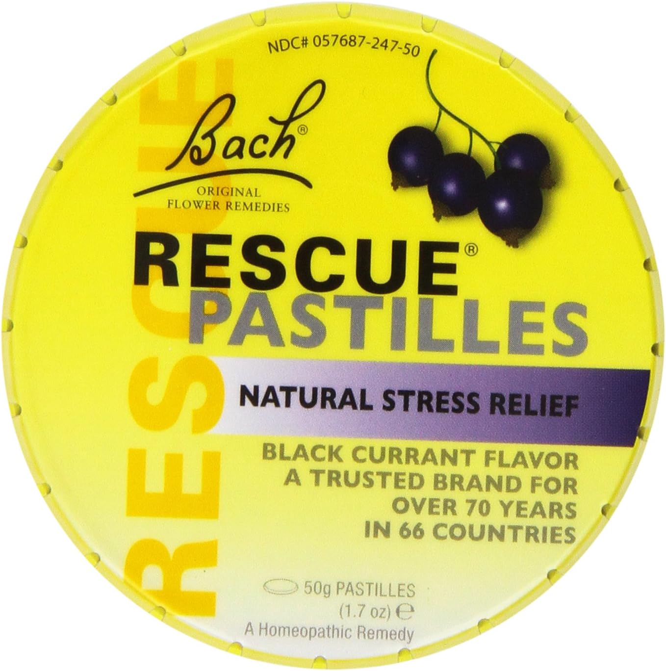 Bach Rescue Remedy Pastilles, Black Currant, 1.7 Ounce (Pack of 4) - Image 1