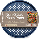 Bakken Pizza Baking Pan - Round Perforated Carbon Steel Pan with Non-Stick Marble Coating, Oversized Silicone Handle, Dishwasher Safe, High-Temperature Resistant, Durable & Easy Cleanup White, 2 Pack - Image 12