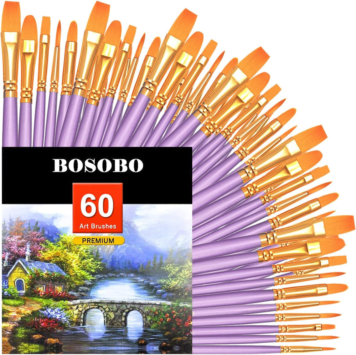 BOSOBO Paint Brushes Set, 20 Pcs Small Paint Brush Kit Round Flat Tip Nylon Hair, for Acrylic Painting, Watercolor, Oil Painting, Kids Face Nail Art Canvas Rock Craft, Art Supplies, Blue - Image 9