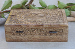 Dharmaobjects wooden box showcasing floral and paisley border details