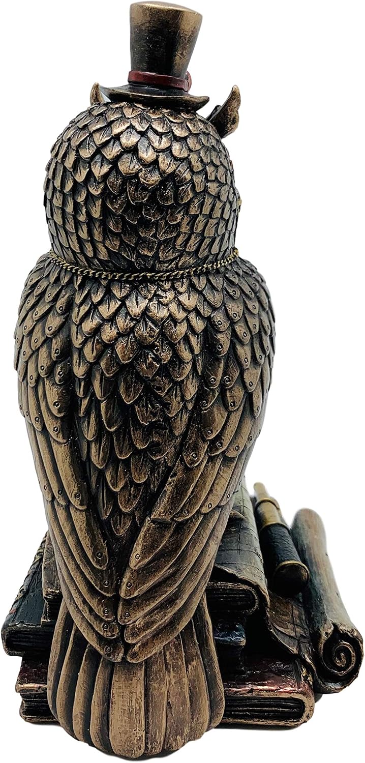 Veronese Design Steampunk Top Hat Owl book stack detail
