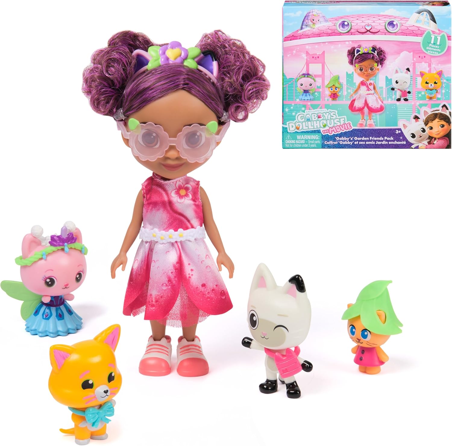 Gabby's Dollhouse Garden Friends Pack front view of packaging showing figures