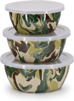 Golden Rabbit enamelware set displayed on a kitchen countertop
