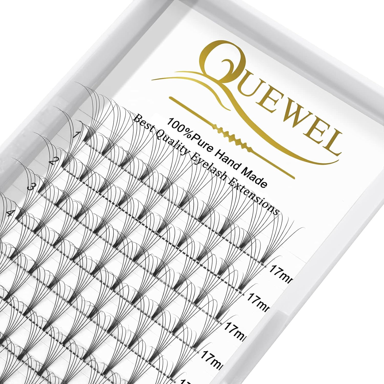 QUEWEL Premade Lash Fans, 6D Premade Fans Eyelash Extensions 0.07mm Thickness C Curl Mix8-15mm Volume Lash Extensions Short Stem Pre Made Fans Eyelash Extensions(6D 0.07C Mix8-15mm) - Image 1