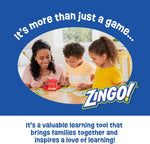 ThinkFun Zingo game contents laid out on table