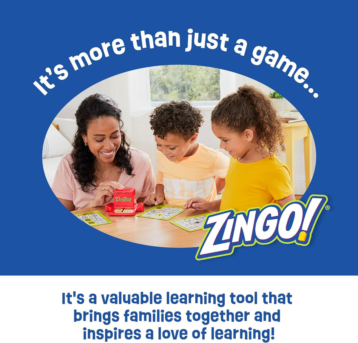 ThinkFun Zingo game contents laid out on table