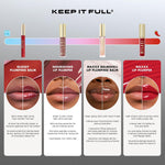 Milani 120 Ribbon lip plumper applied on lips illustrating the natural pink tint and high shine.