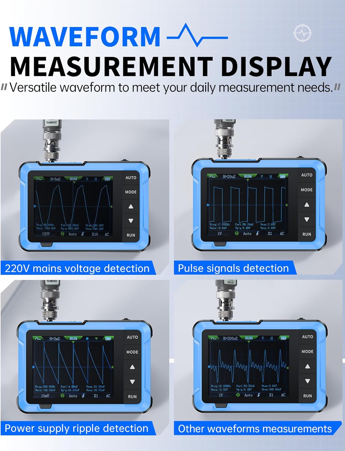 FNIRSI DSO-510 signal generator connected with USB Type-C cable