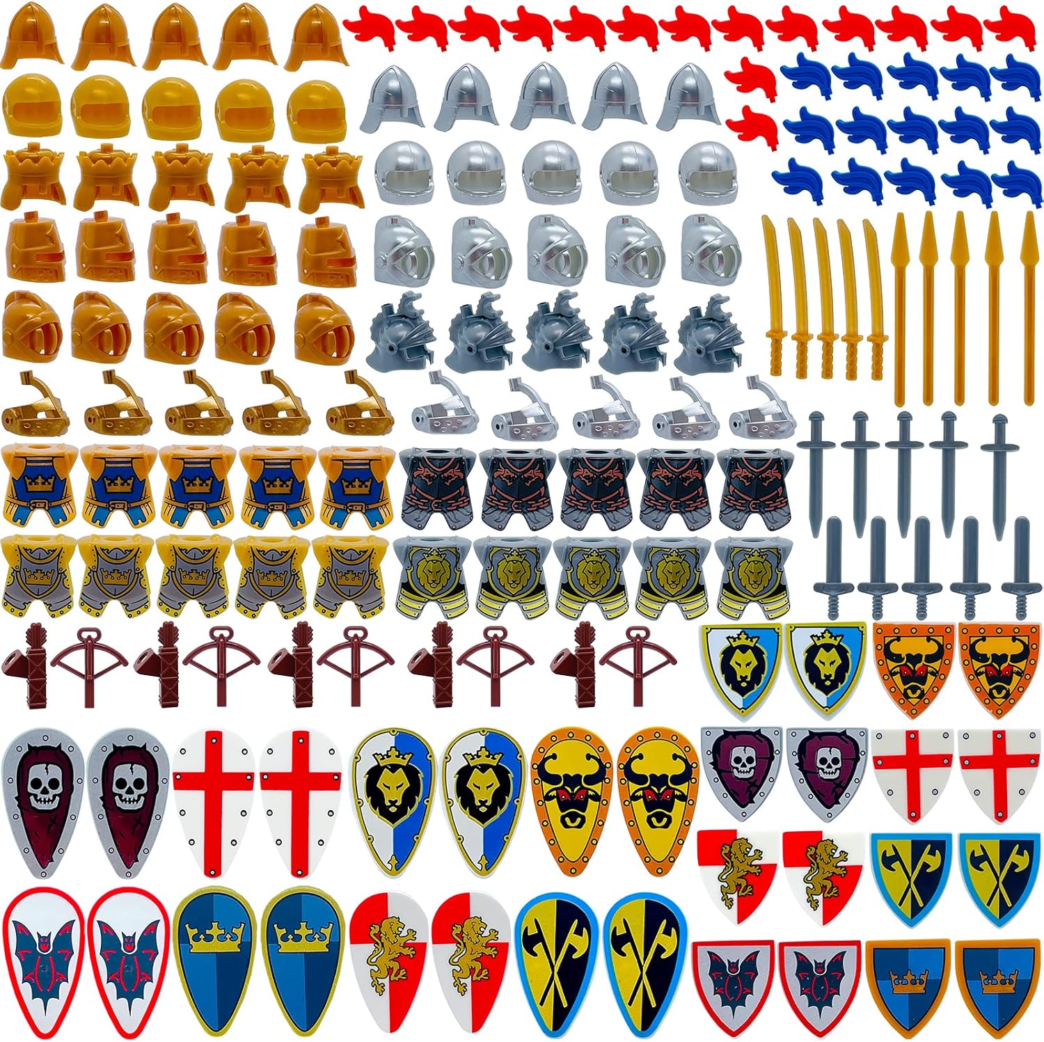 Miutrue medieval knight weapons pack 137 pieces set front view