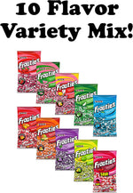 Open bag showing variety of 10 fruit flavors