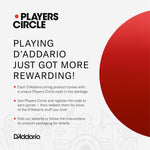 D'Addario players circle code logo on guitar string packaging