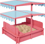 Syesway wooden kids sandbox front view with canopy