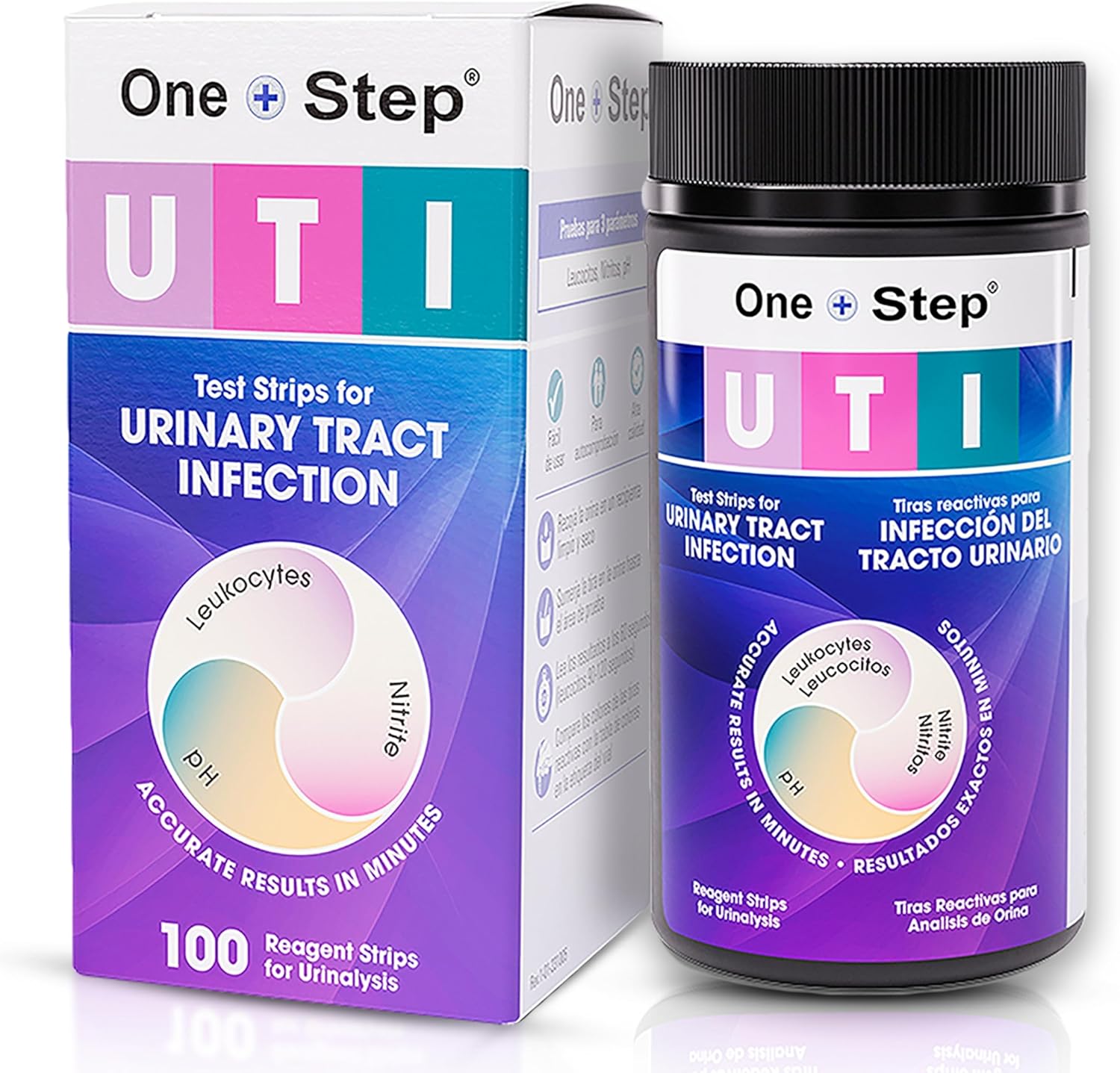 One Step 3-IN-1Full Panel UTI Test strips, 100 Strip Tub, At Home UTI Test for Women, Men & Kids, Urine Test Strips for UTI & Bladder, Easy To Use Urinary Tract Infection Test Kit - Image 1