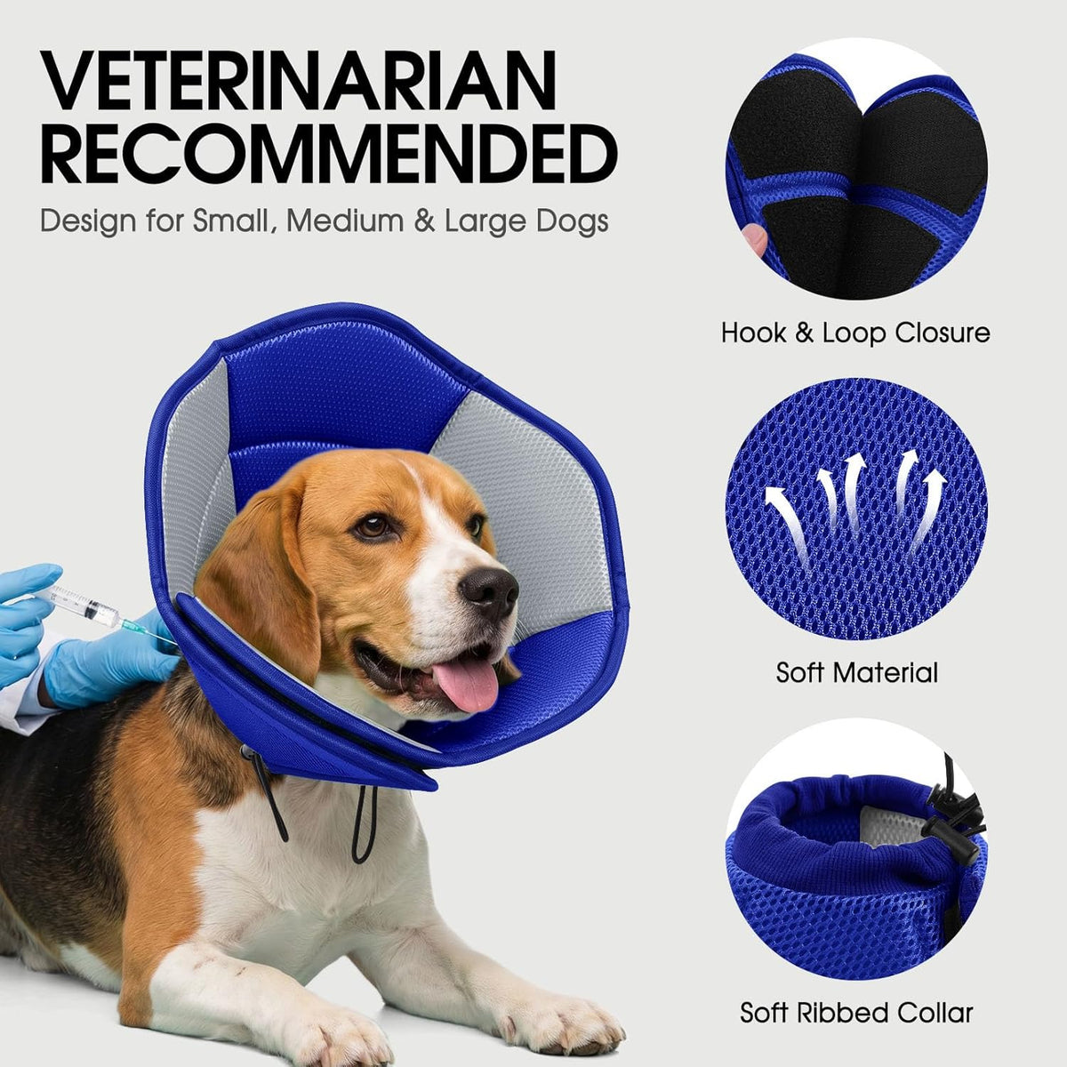 Breathable mesh soft dog cone for large dogs side angle