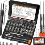 TEKPREM magnetic eyeglass repair tool kit front view showing complete organized plastic case contents