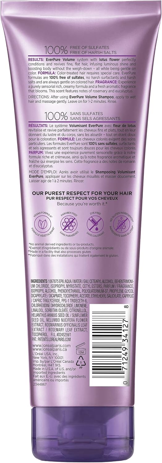 L'Oreal Paris EverPure conditioner back label ingredients