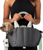 Sytopia small dog carrier purse front view in dark grey