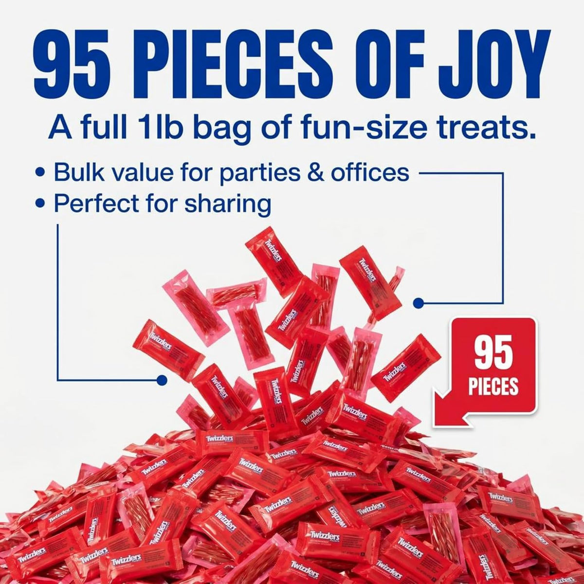 Close up look at the soft chewy red candy twists inside their fresh plastic wrappers