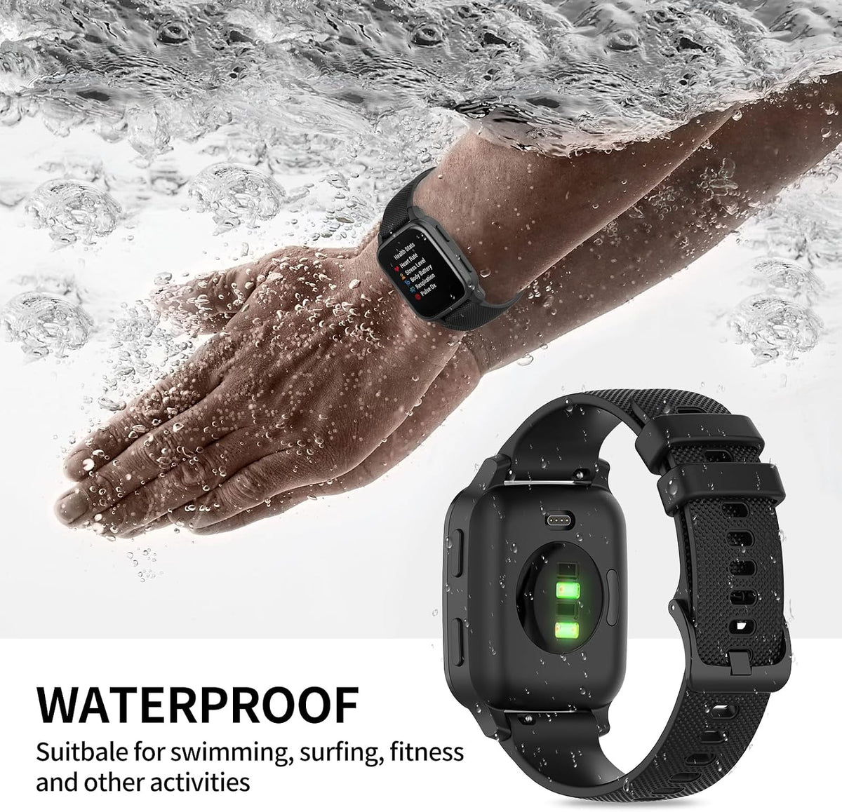 Flexible textured surface of RuenTech soft silicone fitness band