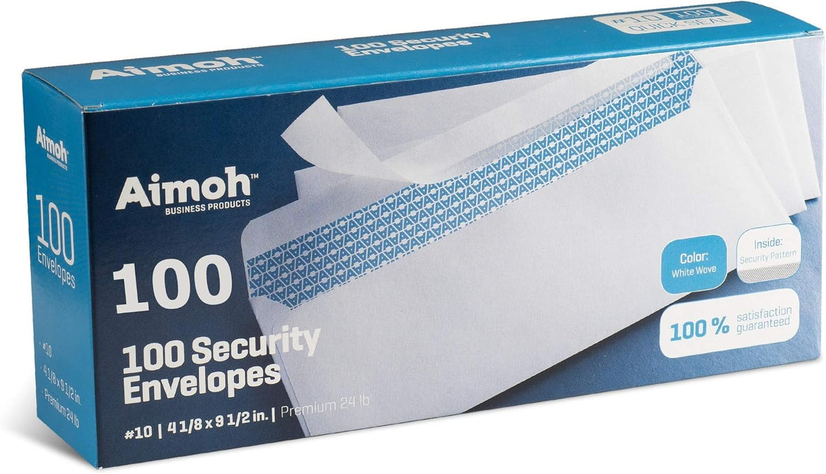 Aimoh Number 10 white envelopes box overview