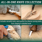 BeaverCraft whittling knife set with ergonomic walnut handles