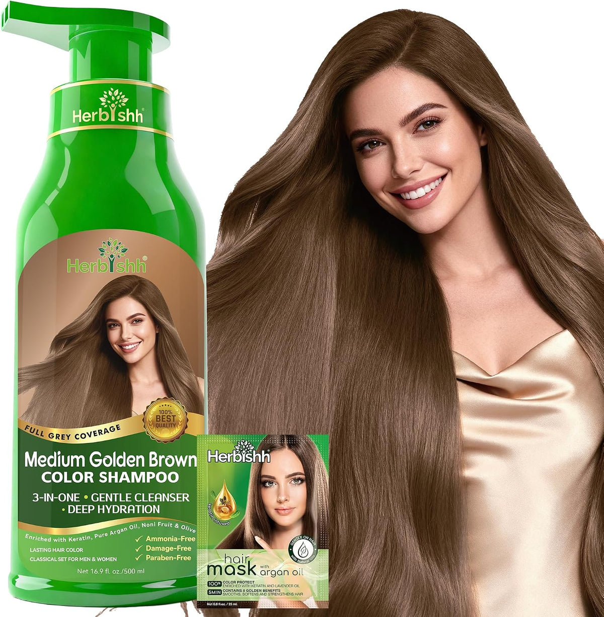 Herbishh Black Hair Dye Shampoo for Gray Hair Coverage 500ml - Image 11
