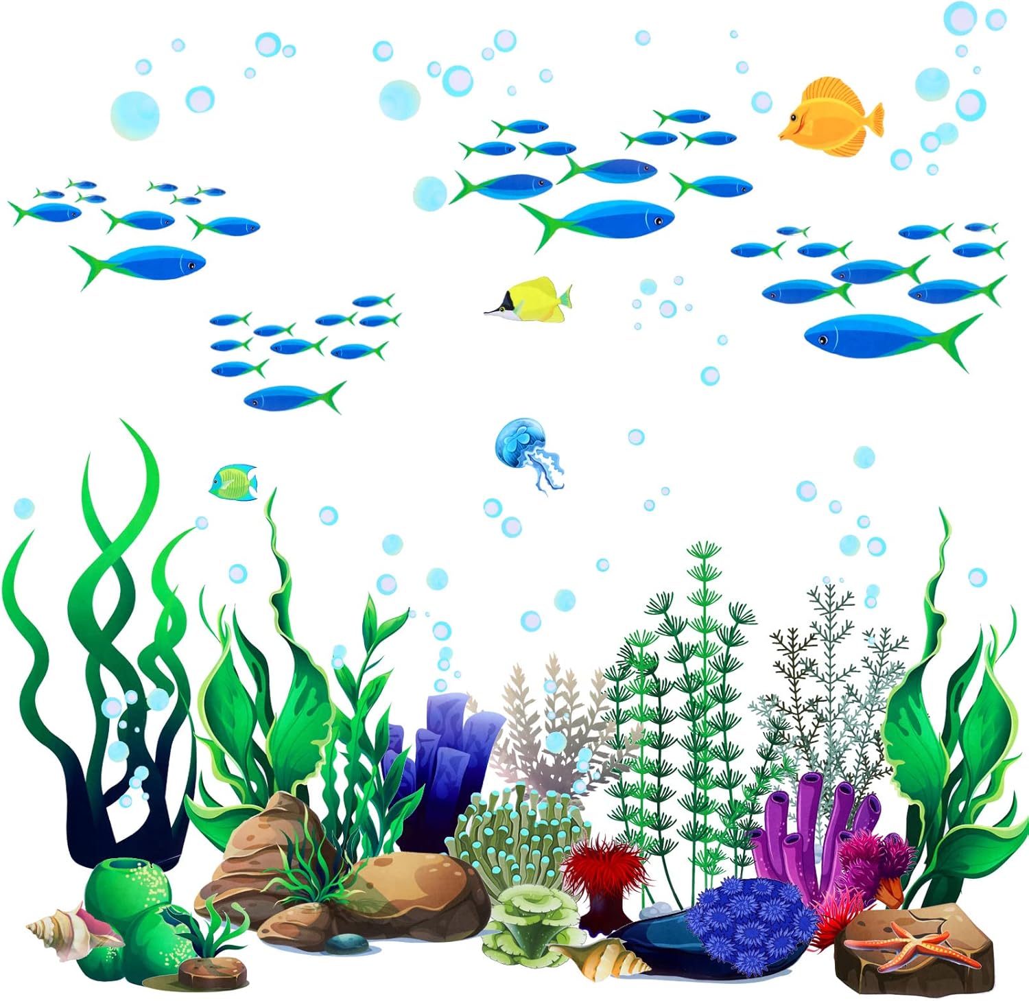 Zonon Under The Sea wall decals showing coral and seaweed