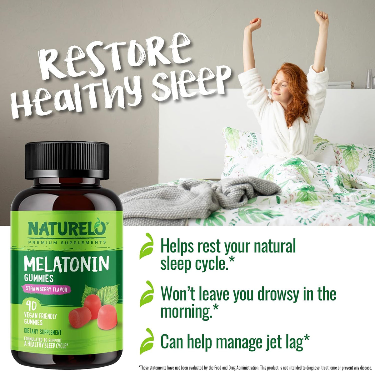 Naturelo Melatonin Gummies nutritional supplement facts label
