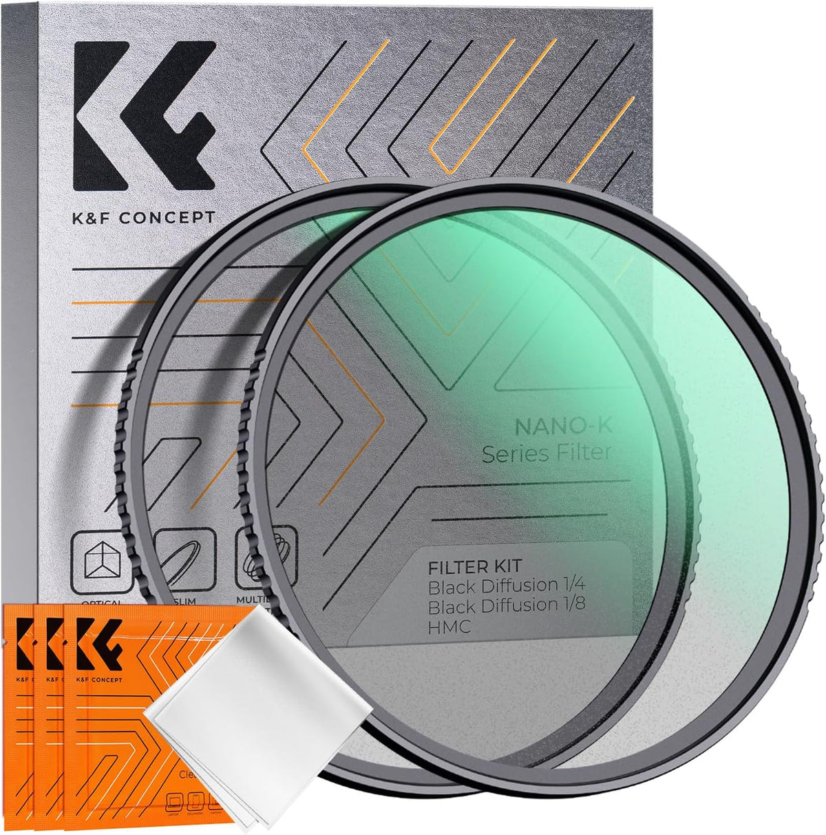 K&F Concept 49mm Black Diffusion filter kit front view