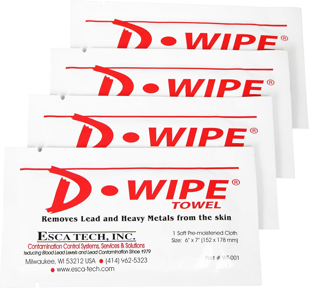 D-Lead D-Wipe Towels individually wrapped single packet close up