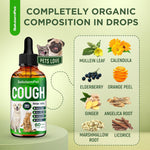 Back label of SalutemPet herbal remedy displaying organic ingredients like Mullein Leaf and Angelica Root.
